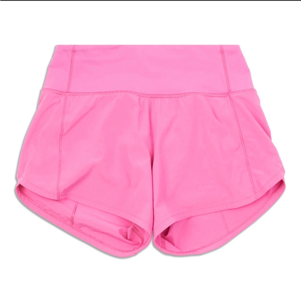Speed Up Mid-Rise Lined Short 4"
Lululemon 
Women’s Size 4
Sonic Pink